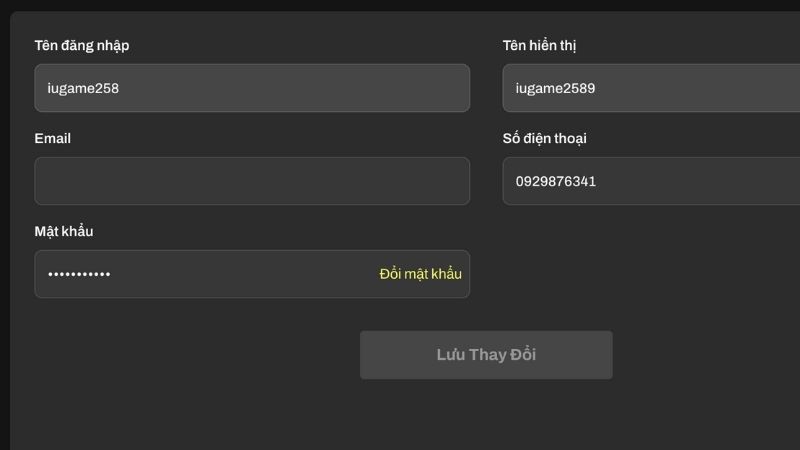 Du88 Đừng quên hoàn thiện hết các mục trong phần quản lý tài khoản cá nhân trên hệ thống