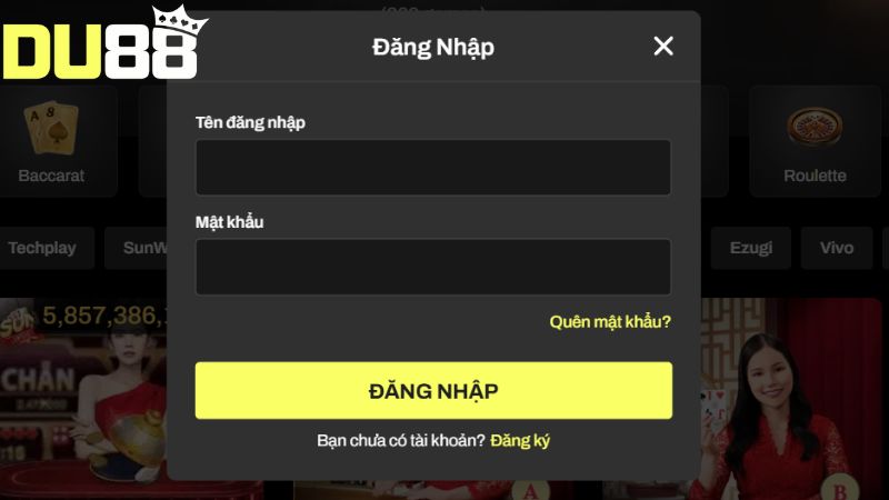Người chơi phải khai báo đúng thông tin đăng nhập Du88 theo hồ sơ user mới login được